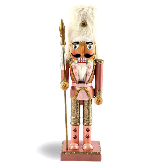 Nutcracker Ballet Gifts 10" Nutcracker Rose Gold with Fur Hat