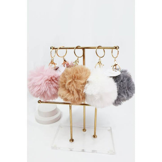 Love and Repeat Mauve Tone Fur Pom Pom Keychain