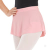Pink pull-on mini ballet skirt with high-cut sides, side view.