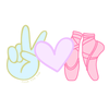 Peace love dance hands graphic sticker in pastel colors