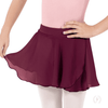 Girl wearing burgundy chiffon mock wrap ballet skirt