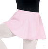Girl wearing pink chiffon mock wrap ballet skirt