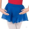 Girl wearing royal blue chiffon mock wrap ballet skirt