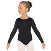Girls black long sleeve cotton lycra dance leotard