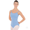 Dancer wearing a light blue camisole leotard with princess seam design