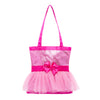 Pink tutu-shaped dance tote bag with satin ribbon and tulle