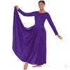 Purple long sleeve praise dance dress with flowing skirt