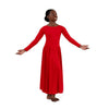 Child dancer wearing red long sleeve praise dance dress