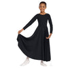 Child dancer wearing black long sleeve praise dance dress