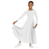 Child dancer wearing white long sleeve praise dance dress