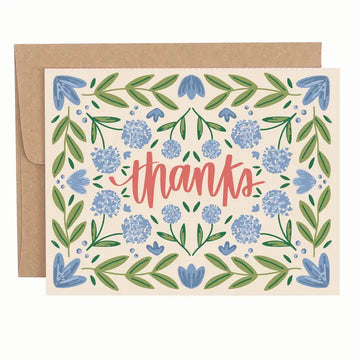 Pippi Post Blue Floral Thanks Greeting Card
