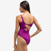 Raspberry pink tank leotard back view showing strappy design