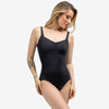 Black tank leotard front view worn by model