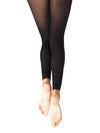 Child footless tights in black showing pointed foot