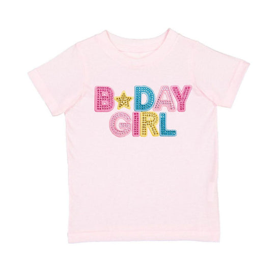 Sweet Wink Birthday Girl rhinestone T-shirt in ballet pink with colorful birthday lettering and sparkling embellishments