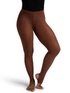 Adult stirrup dance tights in Chestnut shown on legs against a white background.