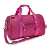Pink glitter kids large duffle bag with shoulder strap and front pocket