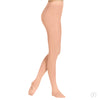 Adult dancer wearing ballet pink convertible dance tights, side view.