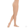Child dancer wearing light suntan convertible dance tights, full leg view.