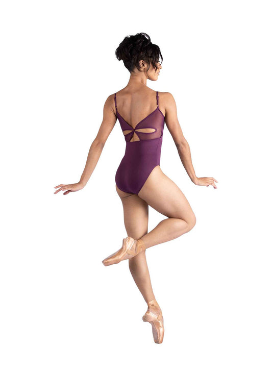 Danz N Motion Angie adult leotard with mesh twist-back detail and adjustable straps