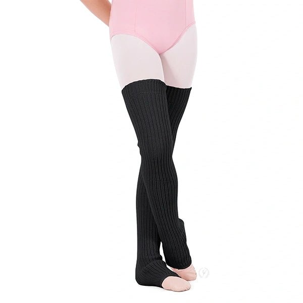 Black ribbed knit over-the-knee dance legwarmers