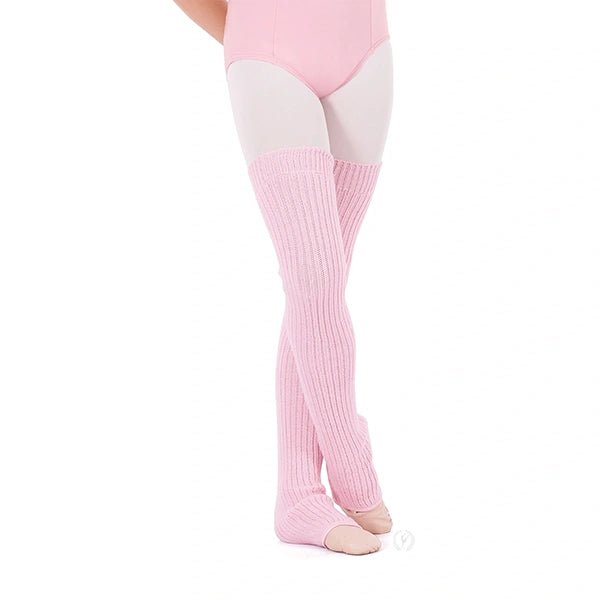 Pink ribbed knit over-the-knee dance legwarmers