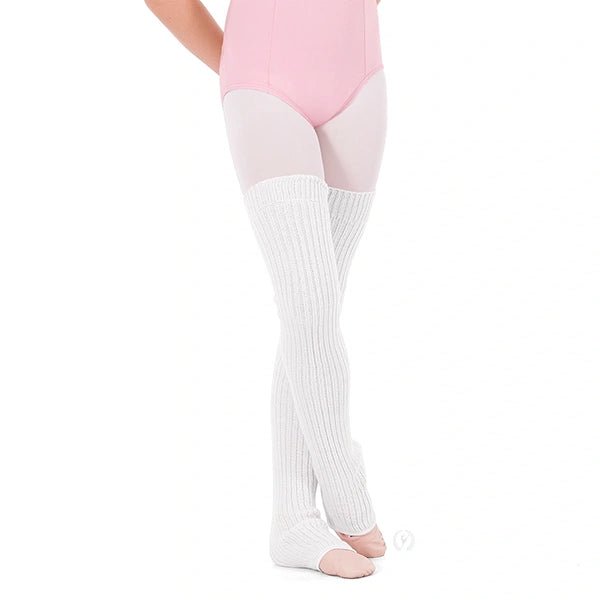 White ribbed knit over-the-knee dance legwarmers