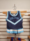 Mini cheer outfit hanging on a display rack in a store