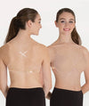 Back view of adult dancer wearing nude underwire bra with clear back and shoulder straps
