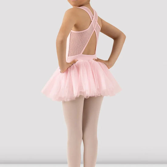 Bloch child cross back tutu leotard in candy pink, back view