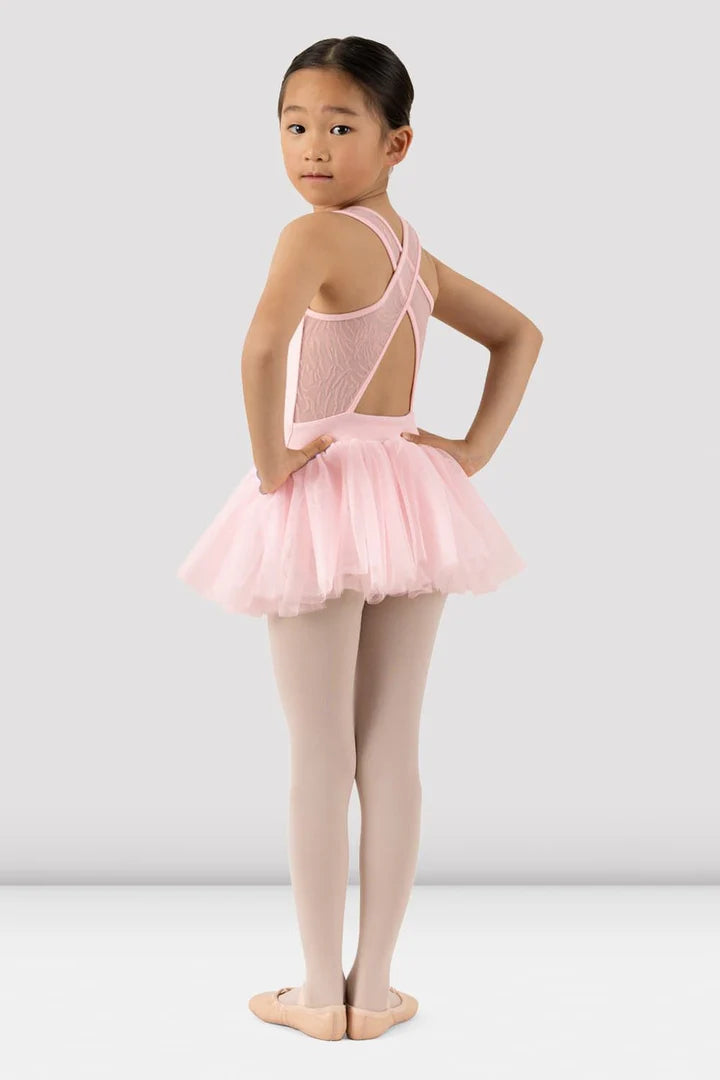 Bloch child cross back tutu leotard in candy pink, back view
