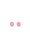 Small pink enamel stud earrings shown on a white background