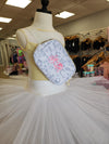 Peace Love Dance belt bag worn crossbody on a mannequin