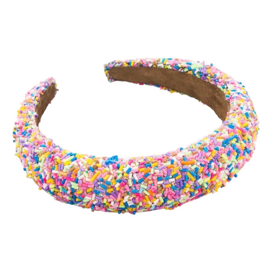 Mavi Bandz Sprinkles Galore headband covered in colorful multicolor sprinkle-style embellishments