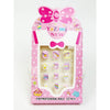 Pink Love and Repeat kids press-on nail set with colorful decorative designs