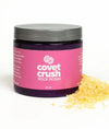 Covet Crush rock rosin container with crushed yellow rosin pieces