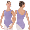 Women's lilac tank dance leotard with scoop back