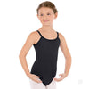 Girls black camisole leotard worn for dance class