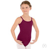 Girls burgundy camisole leotard front view
