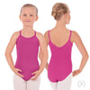 Girls pink camisole dance leotard front and back view