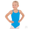Girls turquoise camisole leotard front view