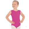 Child dancer wearing fuchsia tank leotard
