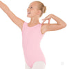 Child dancer wearing pink tank leotard