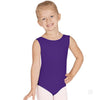 Child dancer wearing purple tank leotard