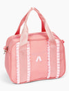 Pink ribbon dance duffle bag with stitched dance lettering