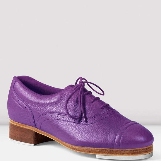 Bloch Jason Samuels Smith ladies tap shoe in purple, side profile view.
