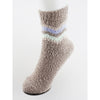 Taupe Love and Repeat plush sock with blue and white chevron detail