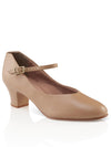 Caramel Capezio Jr Footlight character dance shoe with buckle strap and low heel