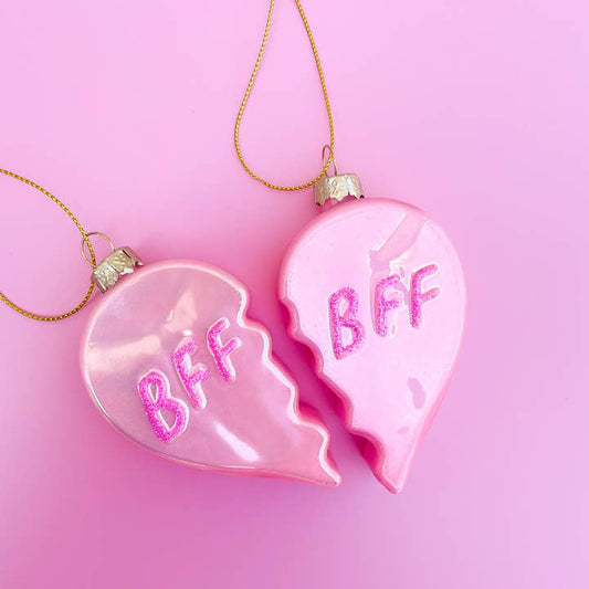 Rock Paper Scissors Glittered Bff Heart Christmas Ornament Set