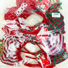 Decorated Christmas bow headbands shown stacked for display